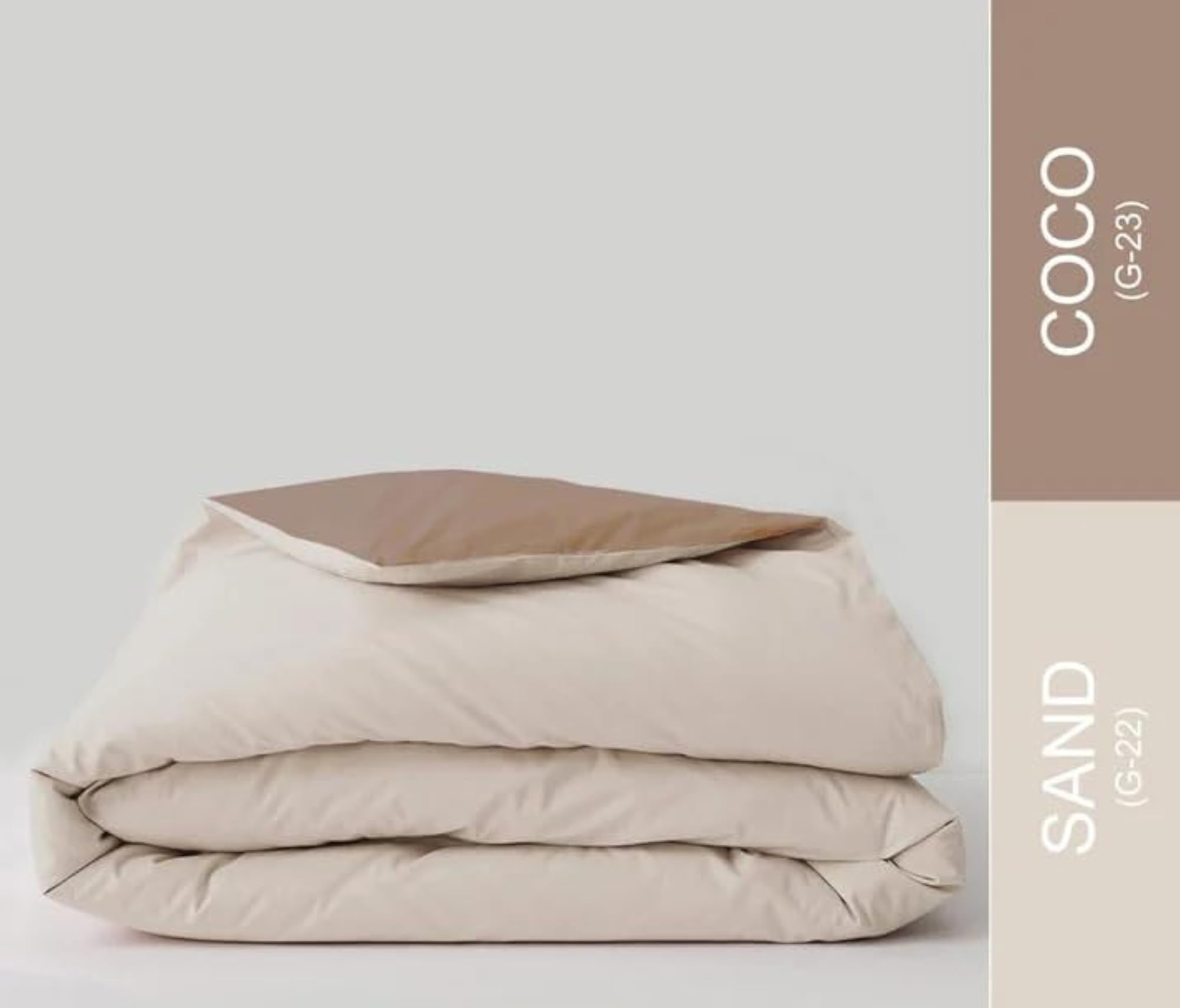 Solid Reversible AC Comforter Single, Polyester Coco Sand