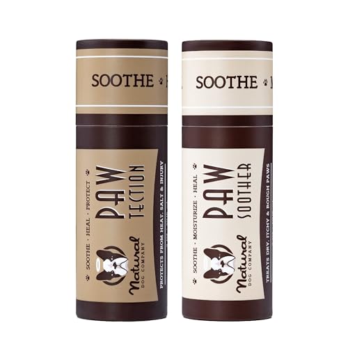 Image of Natural Dog Company Paw Balm & Wax Bundle, Paw Soother + PawTection, Protects & Heals Dry, Cracked Dog Paw Pads, Paw Pad Protector for Exteme Weather, Lick-Safe, Coconut Oil, 2oz Sticks