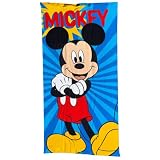 CARTOON Toalla de playa para niño Mickey Mouse, 70 x 140 cm, toalla de microfibra 100% poliéster, secado rápido, toalla de playa o piscina Disney Idea regalo Mickey Mouse