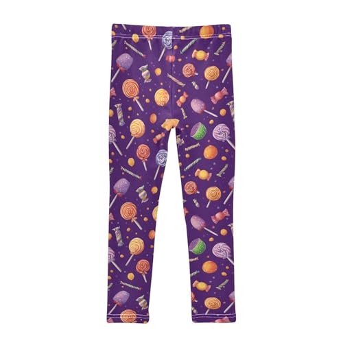 Girls Leggings Candy Purple Halloween Kids Length Leggings Pants Toddler Athletic Soft Tights Trousers 4T2