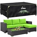 UIRWAY Outdoor Furniture Cover Waterproof, 126"L x 63"W x 28"H Patio Furniture Covers for Outdoor Table and Chair Set, Heavy Duty 420D 6-12 Seats Conversation Set Covers with Reflective Strips