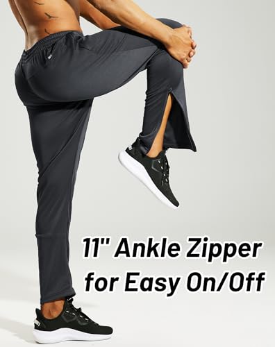 Image of MIER Mens Ankle Zip Sweatpants, Soccer Warm-up Track Pants with Pockets
