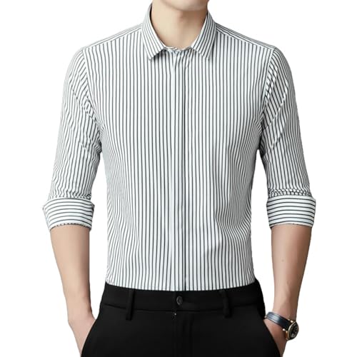 Chemise rayée de style coréen finitions premium et coupe manches longues