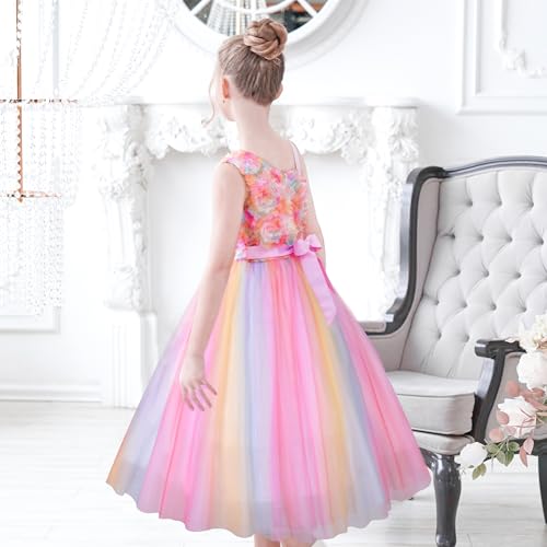 Sunny Fashion Flower Girl Dress Ivory Sequin Bridesmaid Wedding Party Size 6-124