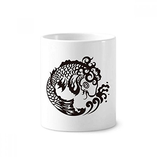 Gobelet céramique poisson de style chinois en porcelaine blanche 350ml