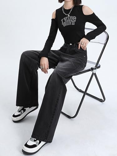 Wide Leg Jeans for Women High Waist Straight Leg Denim Pants Baggy Casual Loose Boyfriends Trousers Y2K3