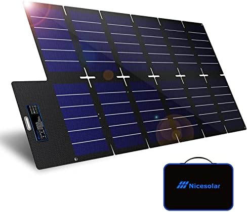 Nicesolar 100W Portable Solar Panel, Foldable Solar Panel Kit for Campervan, Monocrystalline Solar Cell Solar Charger with USB PD 65W Outputs for Laptop, Off-grid Power Pack Charger for Camping, RV