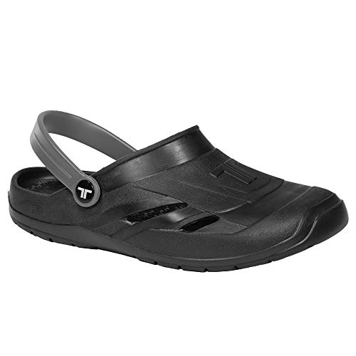 Image of Telic Unisex Dream Clog - Slip-Resistant Comfort Sandal, Midnight Black /Gray, 6 Women /5 Men