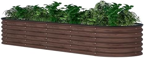 Yardenaler 8x2x1.4ft Galvanized Raised Garden Bed, 9-in-1 Metal R...