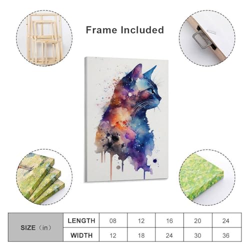 Poster chat aquarelle sur toile 40 x 60 cm une idée cadeau originale - 2