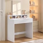 VASAGLE KAILYN Collection - Dressing Table, Vanity Table with Rectangular Mirror, 2 Drawers and 3 Compartments, Makeup Desk, Modern, Cloud White RDT113W01