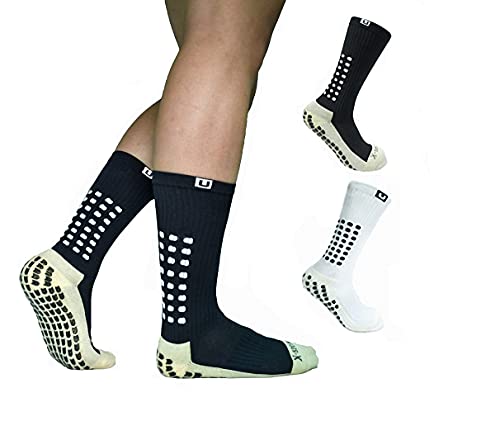 Image of Ulalaza Unisex Anti Slip Sports Thicken Cushion Soccer Socks Non Skid Grippy Traction for Football Basketball Sports