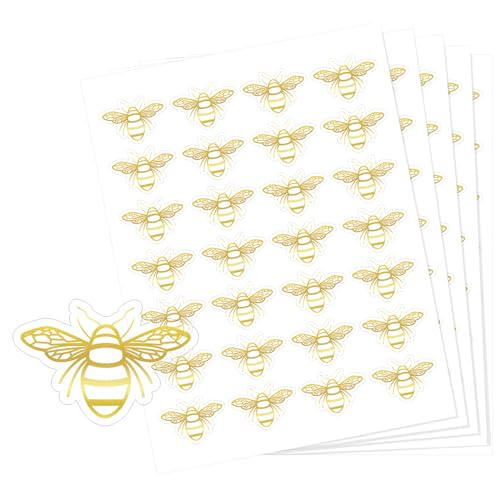 Anwyll AYUSZ01795 Bee Stickers,Gold Foil Envelope Seals Stickers,420Pcs Queen Bee Labels Decals Stickers,Self-Adhesive Spring Gold Foil Bee Sticker cover