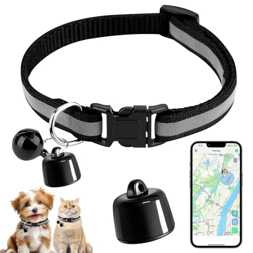 Bukbas GPS Tracker Katze Hund, Mini GPS Tracker Ohne ABO für Katzen Hunde, Kompatibel mit iOS ＆ Android, Bluetooth Haustierortungsgerät