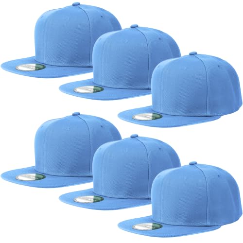 Image of Gelante Plain Blank Flat Brim Adjustable Snapback Baseball Caps LOT 6 Pack