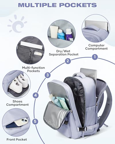 Image of suradar Vacuum Seal Travel Backpack Built-in Pump,Air Compression System Vacuum Vacpack Travel Bag for Women Men Carry On Suitcase Luggage Laptop Airlines Approved Daypack Space Saver Bags Purple