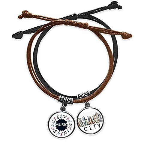 Bracelet musique en cuir Sidi tressé main rouge et bleu chic