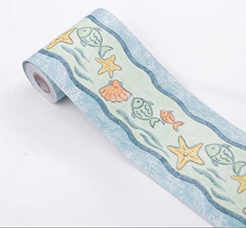 HAHII Frise Murale Autocollant Papier Peint Autocollant imperméable en PVC Plinthe Autocollant de cuisine et de salle de bain Décor Mural Étoile de mer...
