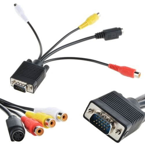 Hot VGA SVGA to S-Video 3 RCA AV TV Out Cable Adapter Converter Computer Monitor