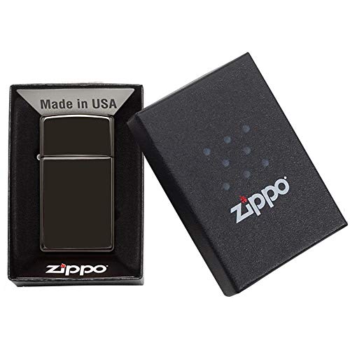 Encendedor Zippo Slim Negro Brillante miniatura 5