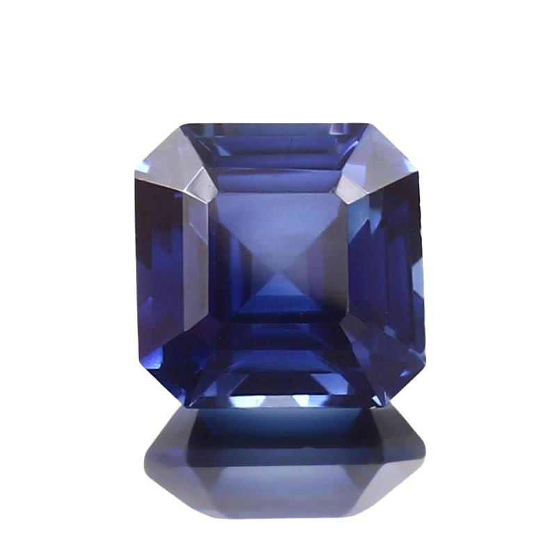 Saphir bleu bleuet naturel 10x10mm taille Asscher pour création de bijoux