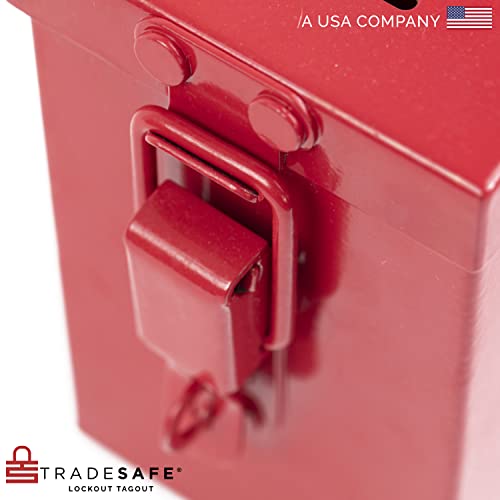 Tradesafe Lockout Tagout Group Lock Box - Premium Loto Group Box, 18 Gauge Steel Lockout Box, Red Lock Box For Osha Compliant Group Loto Procedures #TOP3