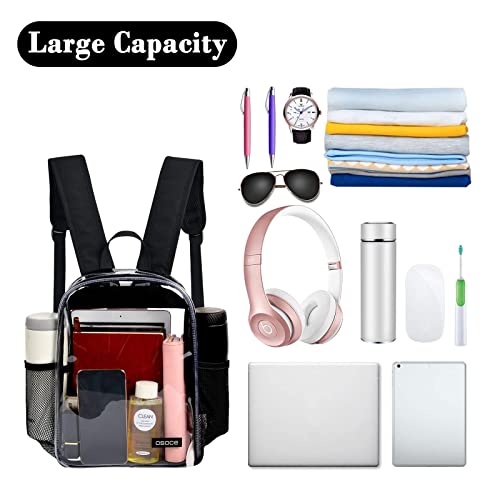 Osoce Black Mini Clear Backpack Heavy Duty,Clear Bag Stadium Approved,Pvc Transparent Clear Book Bag With Adjustable Shoulder Straps For Security Work Concert Festival Travel #TOP3