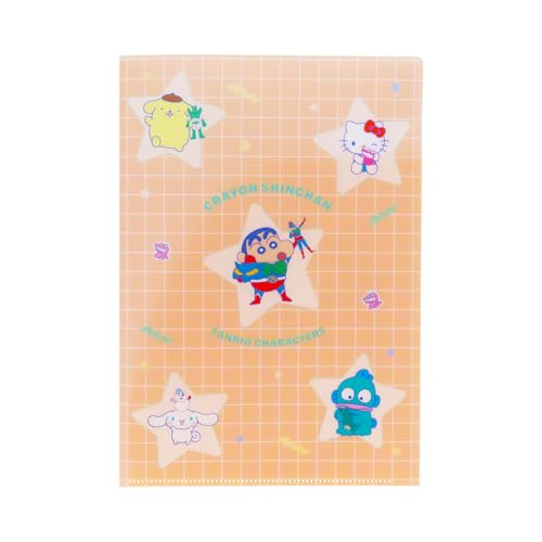 サンスター文具 クレヨンしんちゃん×サンリオキャラクターズ クリアファイルA5 W スター ダブルポケット 収納 書類整理 770482