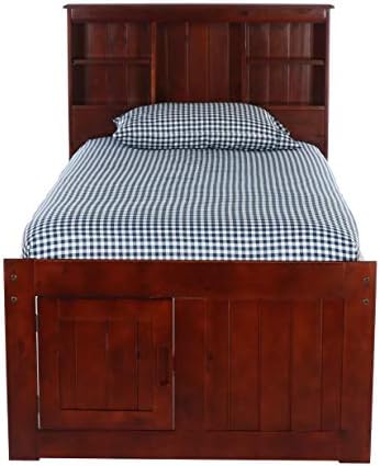 Discovery World Furniture Twin Size Bookcase Captain Bed with 12 Drawer in Merlot