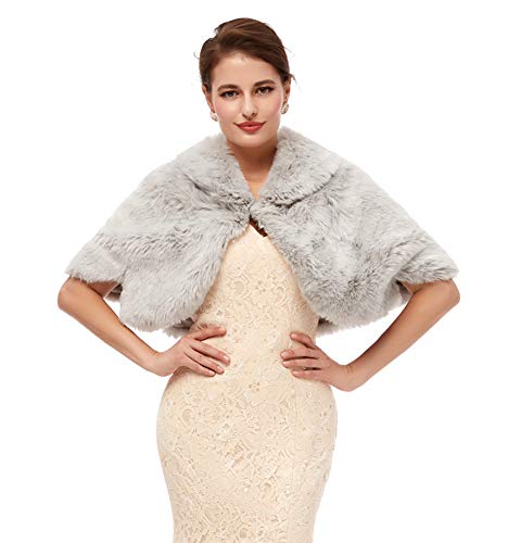 Women's Faux Fur Coat Shawl Shrug Wraps Stole For Evening Party