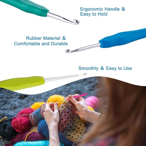 Image of TRIBHAVI Crochet Hook Set with Yarn, Ergonomic Crochet Hooks Kit, Scissors, Stitch Markers & Yarn Needles - Complete Crochet Starter Kit for Beginners, Kids & Adults (Crochet Color Hook-4)