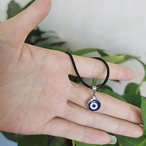 Wll Blue Evil Eyes Pendant Choker Necklaces Leather Glass Charm Lucky Necklace For Womens(Leather Cord) #TOP3