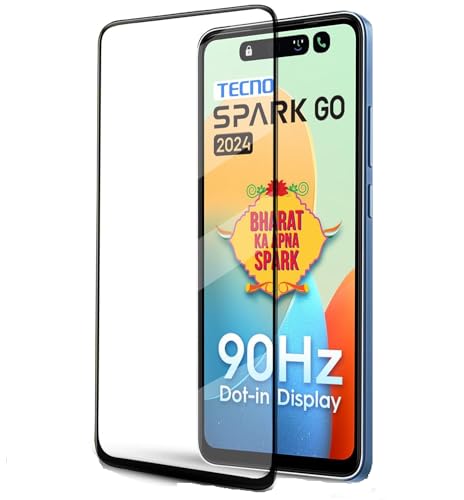 Image of DD SON Tempered Glass Screen Protector Compatible for Tecno Spark Go 2024 (11D) with Edge to Edge Coverage and Easy Installation kit,Black