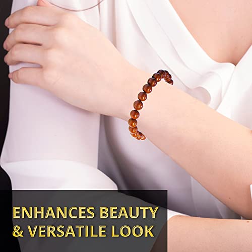 Image of ANAYA AGATE Healing Crystal Bracelet for Women and Men - 8mm Round Beaded Bracelet for Men and Women - Unisex Stretchy Gemstone Bracelet for Healing and Protection