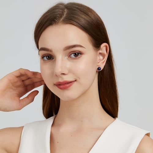 Natural Stone Stud Earrings for Women 8mm Sterling Silver Genuine Gemstone Earrings Handmade Sterling Silver Crystal Stud Earrings for Women3
