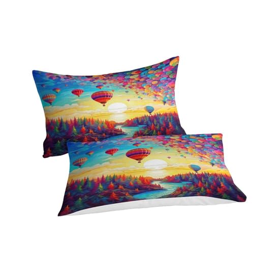Housse de couette 3D imprimé montgolfière en microfibre douce king size 220x240