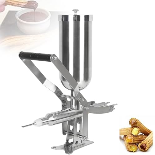 Lnlscle Churrera Comercial Española - Prensa Manual Vertical de Acero Inoxidable con Manivela, Churrera Profesional para Cocinas Caseras, Panaderías, Food Trucks (Fácil de Limpiar, Diseño Compacto)