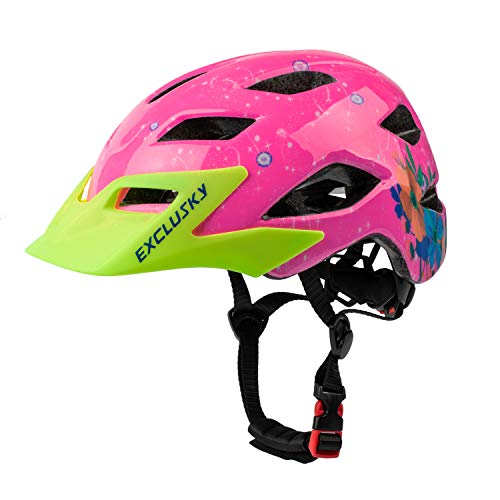 Exclusky Fahrradhelm Kinder mit Visier Kinder Fahrradhelm Jungen Fahrradhelm Mädchen für BMX Radfahren Scoot and Ride Helm Skaterhelm Kinderhelm Reithelm Kinder 50-57CM (ab 5-13 Jahre)