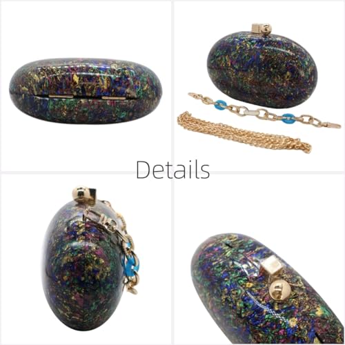 Image of Acrylic Evening Clutch Bag for Women Shell Shape Shoulder Crossbody Bag Glitter Marble Purse Handbag