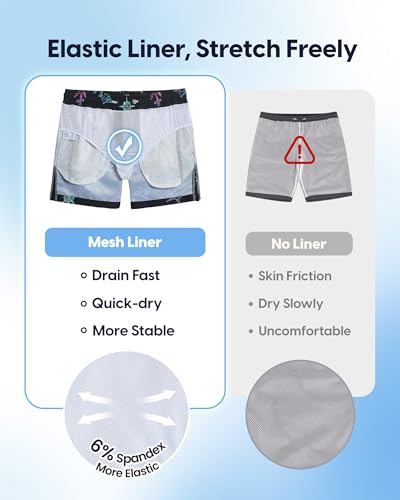 Image of maamgic Mens Swim Trunks 5 Inch with Mesh Lining, Quick Dry Mens Bathing Suit, Swim Shorts for Swimming and Beach