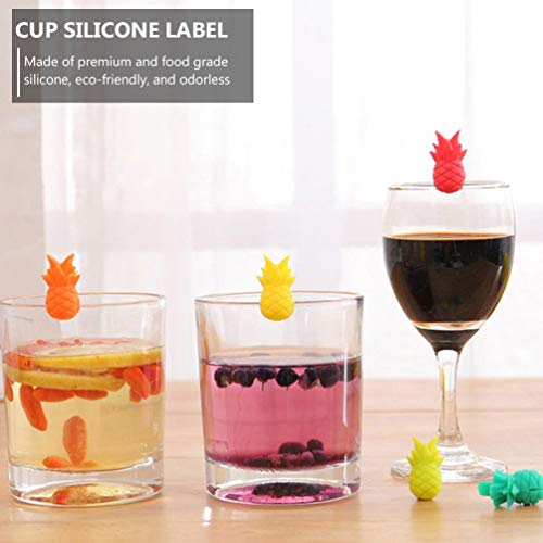 Cabilock 18 peças de marcadores de copo de vinho de silicone em forma de abacaxi, marcadores de bebi