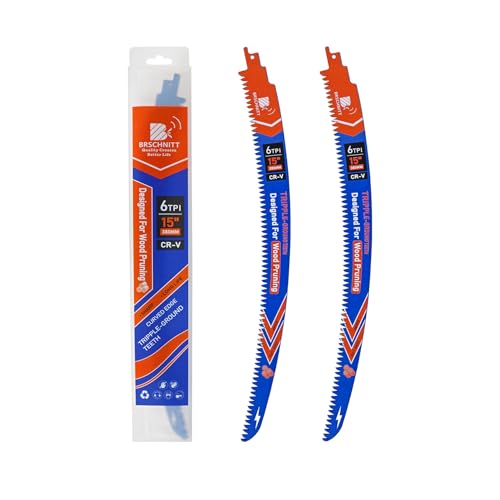 Image of Japanese Teeth Reciprocating Saw Blades 15'' 2PCS - Curved Edge Wood Pruning Saw Blades 6TPI for Tree Trimming,Cr-V Sabre Saw Blades Better Wear Resistance for Wood Cutting