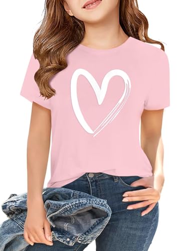 Image of ZDC Girls' Short Sleeve Shirts Kids Crewneck T-Shirts Summer Tops Basic Tees 5-14 Years