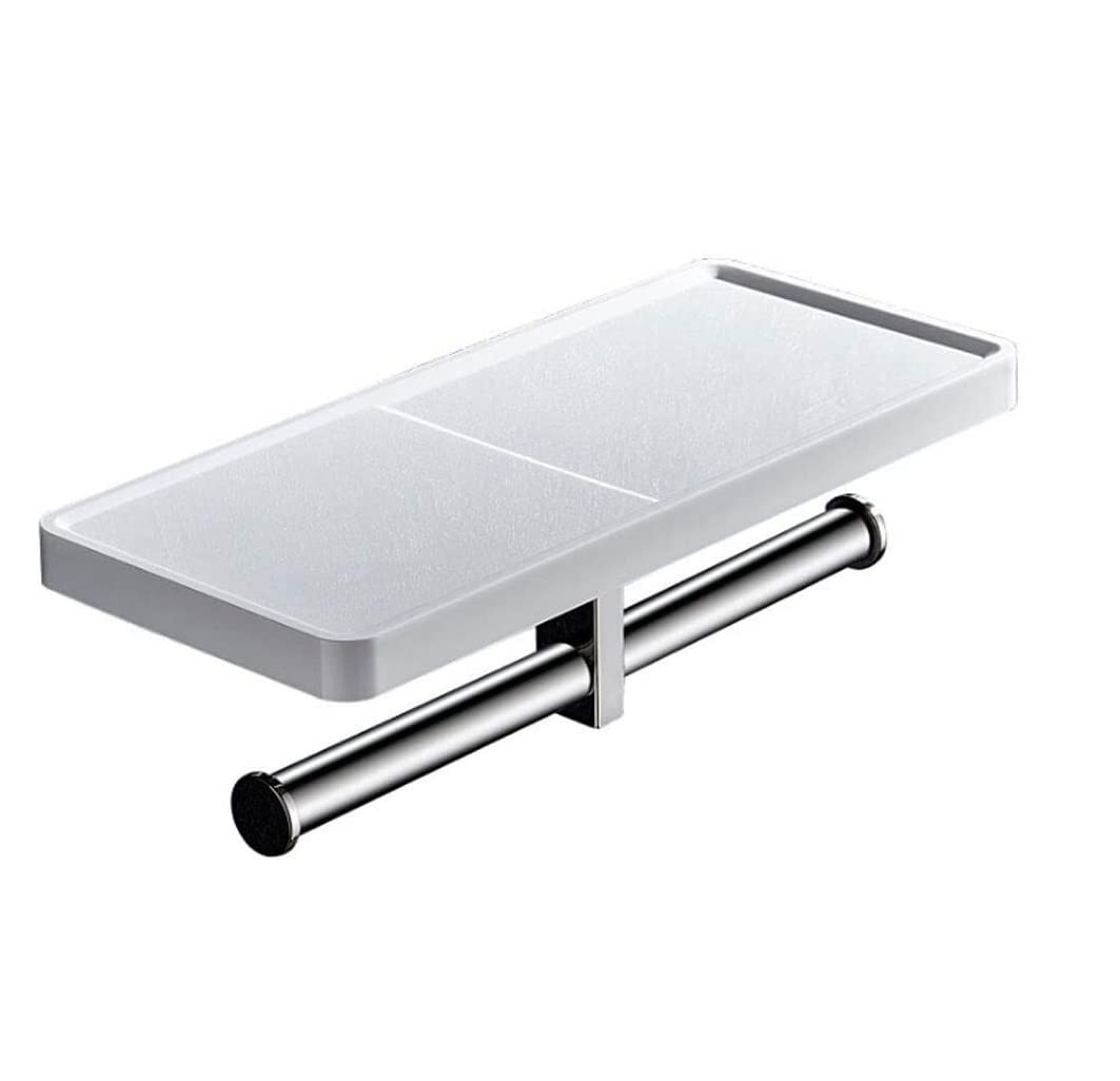 Papel Higiénico Portarrollos De Papel Higiénico con Estante Almacenamiento, Sin Taladro O Soporte Montado En La Pared Portarrollos Bano(White-1)
