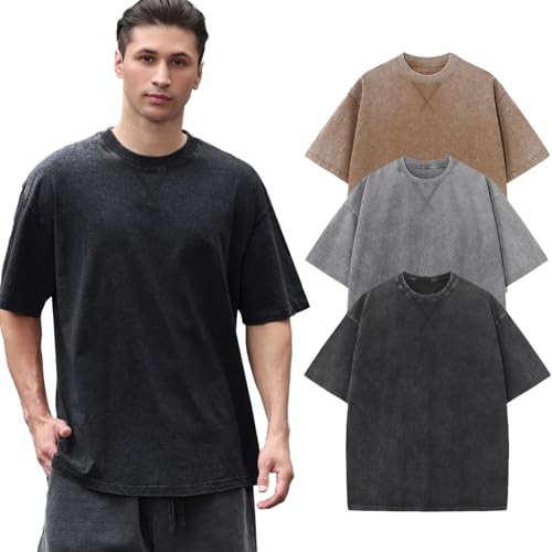 Oversized Tshirt Herren Basic Baumwolle T-Shirt Sommer Rundhals Kurzarm Tops Männer Vintage Casual Tee