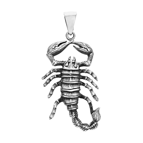Pendentif Scorpion en Argent 925 massif pour homme avec chaîne maille