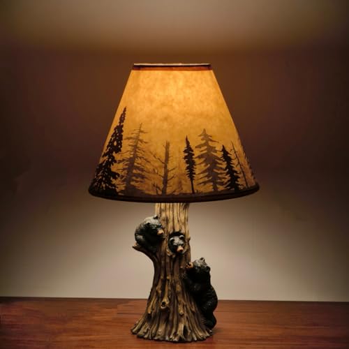 Trsenfsvar Bear Climbing Tree Table Lamp Collections Etc Rustic Climbing Bear Family Northwoods Lamp LED Light Source(Includes Bulb)