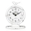 Desk Clock – Classic Vintage Clock and Decorative Shelf Decor,Silent Non-Ticking Clock with Distressed Metal Frame for Office, Bedroom and Home Decoration(Creamy White)