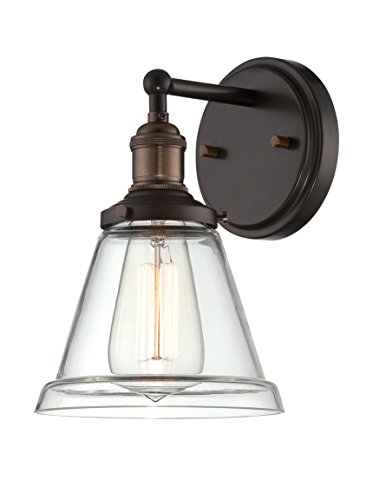 Image of Nuvo Lighting 60 /5512 Vintage Incandescent One Light Wall Sconce Clear Glass with Step Rustic Bronze