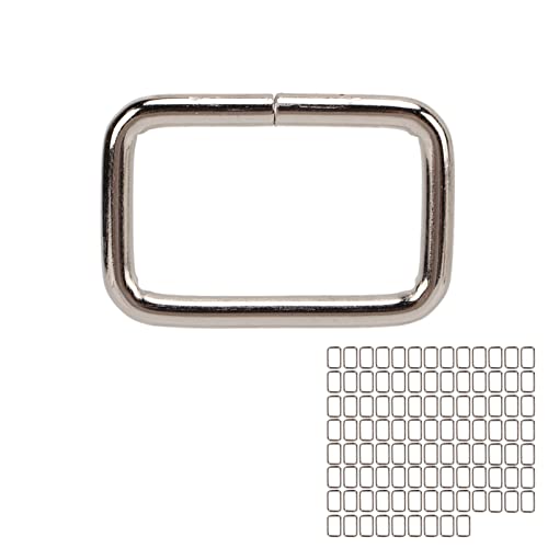 Fafeims Hebilla de Cinturón, 100 Piezas de Cierre de Anillo Cuadrado de Cinturón de Metal, Cierre Rectangular para Correa de Cincha, Hebilla de Gancho Brillante (3/8x25x15mm)